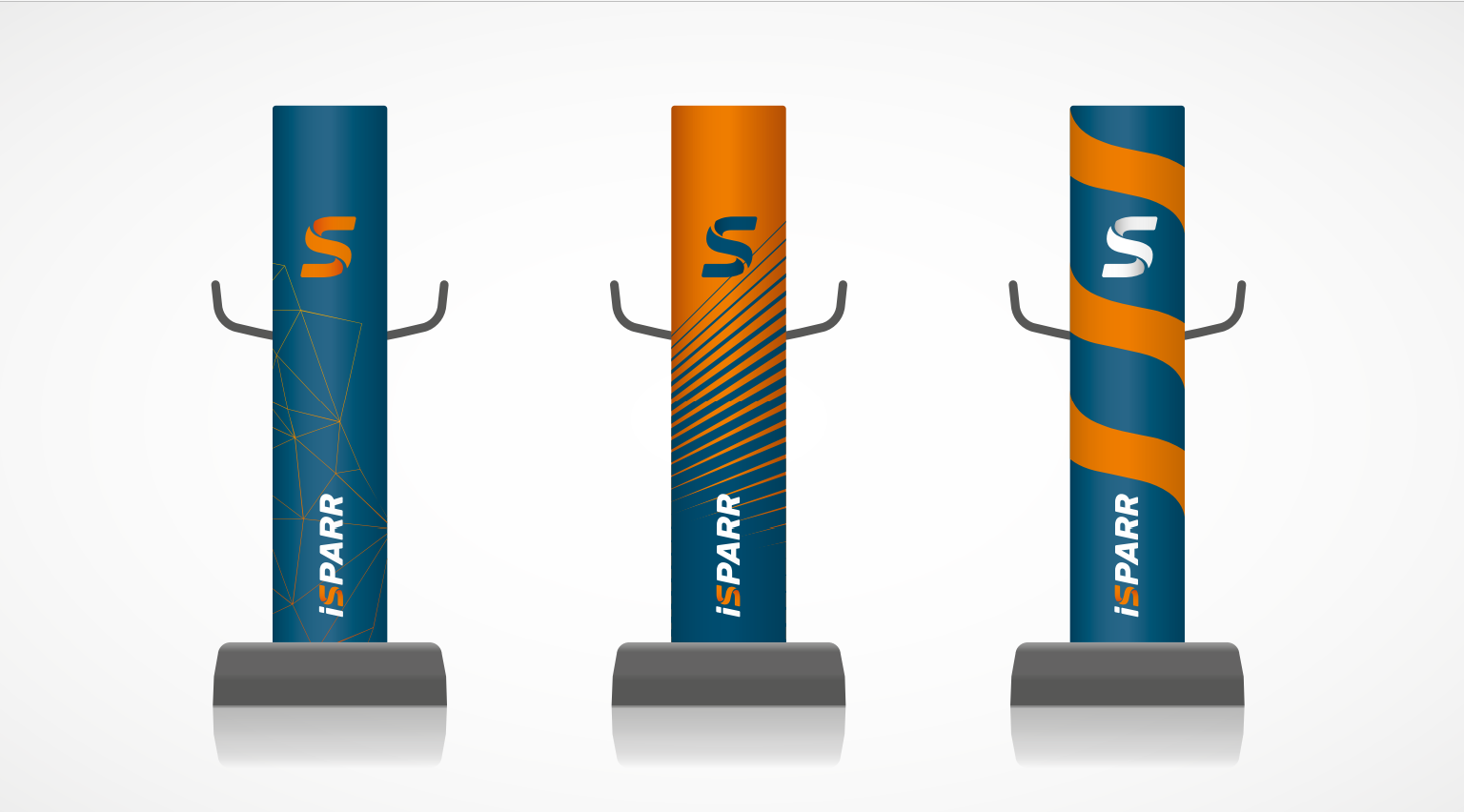 iSPARR bags in navy and orange graphic finishes